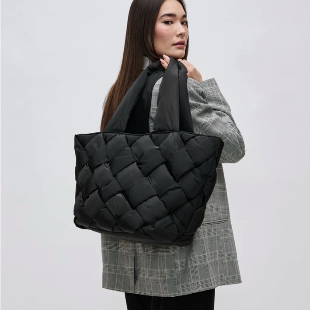 NWOT Sol + Selene INTUITION EAST WEST (quilted) TOTE in Black